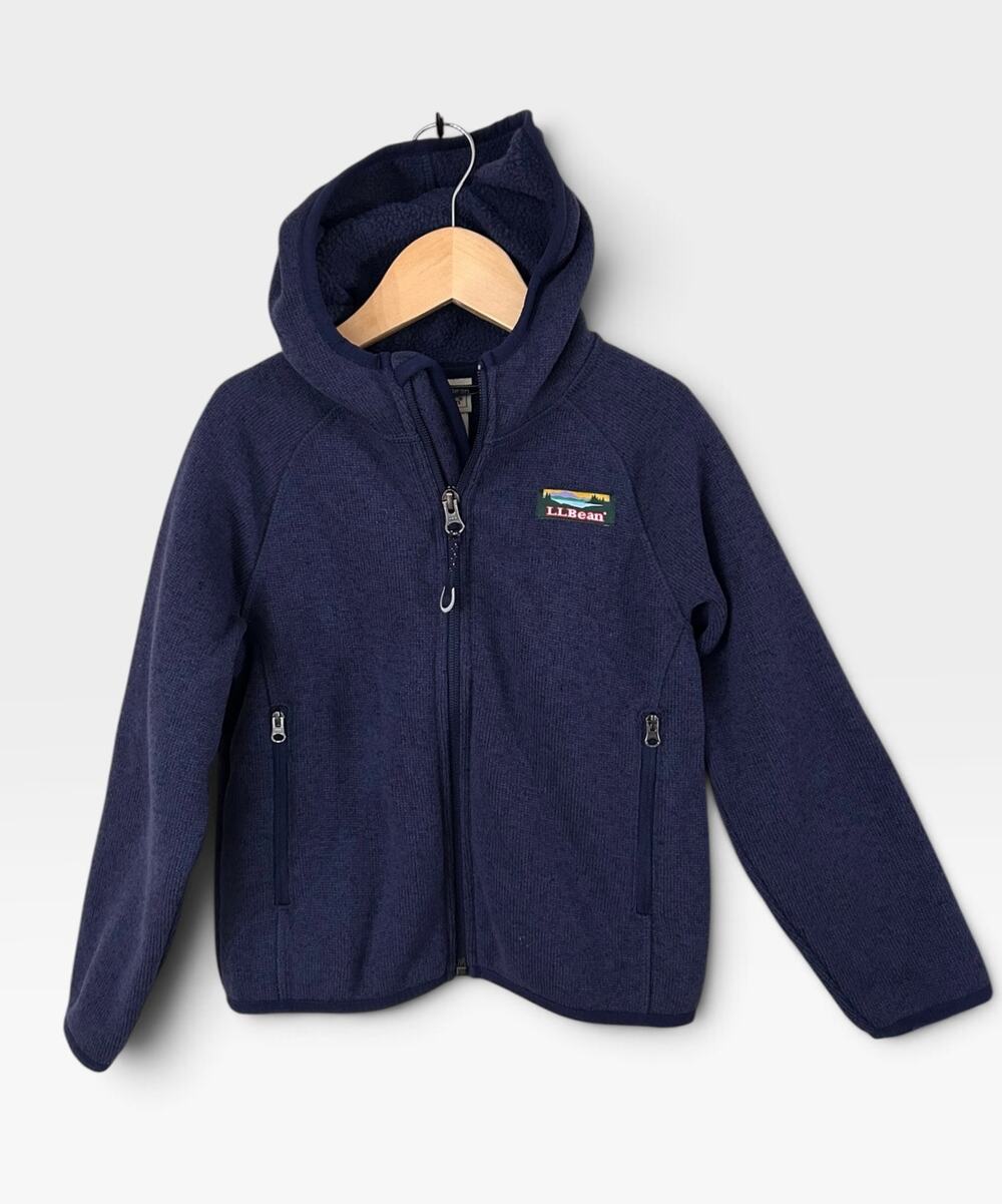LL Bean Kids’ Hooded Sweater Fleece Jacket, Size 4